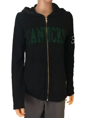 Vancouver Canucks Retro Brand Women Black Quad Blend Zip Up Hoodie Jacket