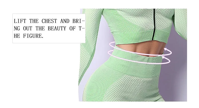 2/3 Piece Seamless Women Yoga Set Workout Sportswear Gym Clothing Fitness Long Sleeve Crop Top High Waist Leggings Sports Suits