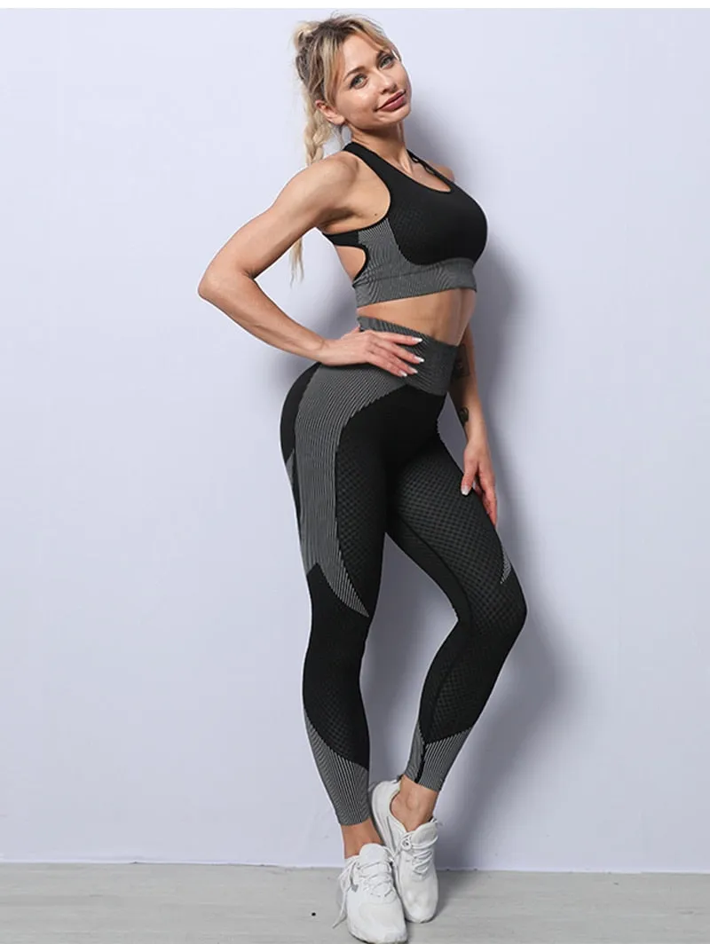 2/3 Piece Seamless Women Yoga Set Workout Sportswear Gym Clothing Fitness Long Sleeve Crop Top High Waist Leggings Sports Suits