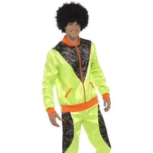 80s Retro Shell Suit Costume Adult Neon Green