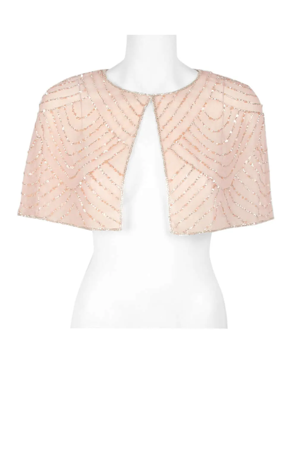 Adrianna Papell Crew Neck Embellished Illusion Mesh Jacket