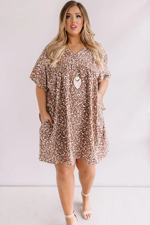 Alps And Kisses Leopard Babydoll Dress In Taupe Curves