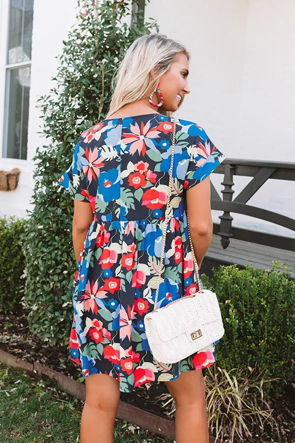 Amalfi Bound Floral Babydoll Dress In Navy