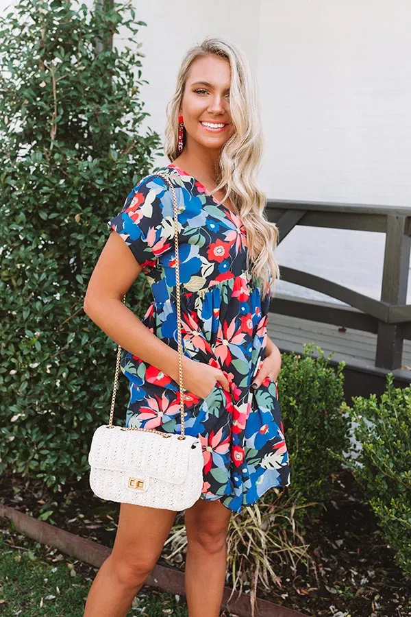 Amalfi Bound Floral Babydoll Dress In Navy