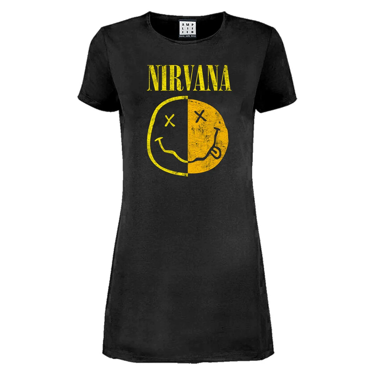 Amplified Womens/Ladies Spliced Smiley Nirvana T-Shirt Dress