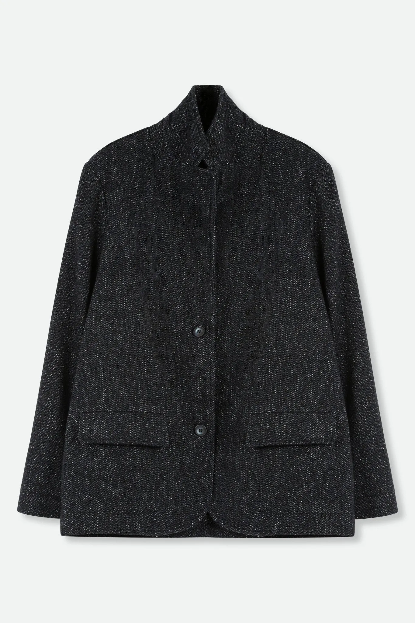 BACCIO ITALIAN WOOL BLAZER IN DARK BLUE MELANGE