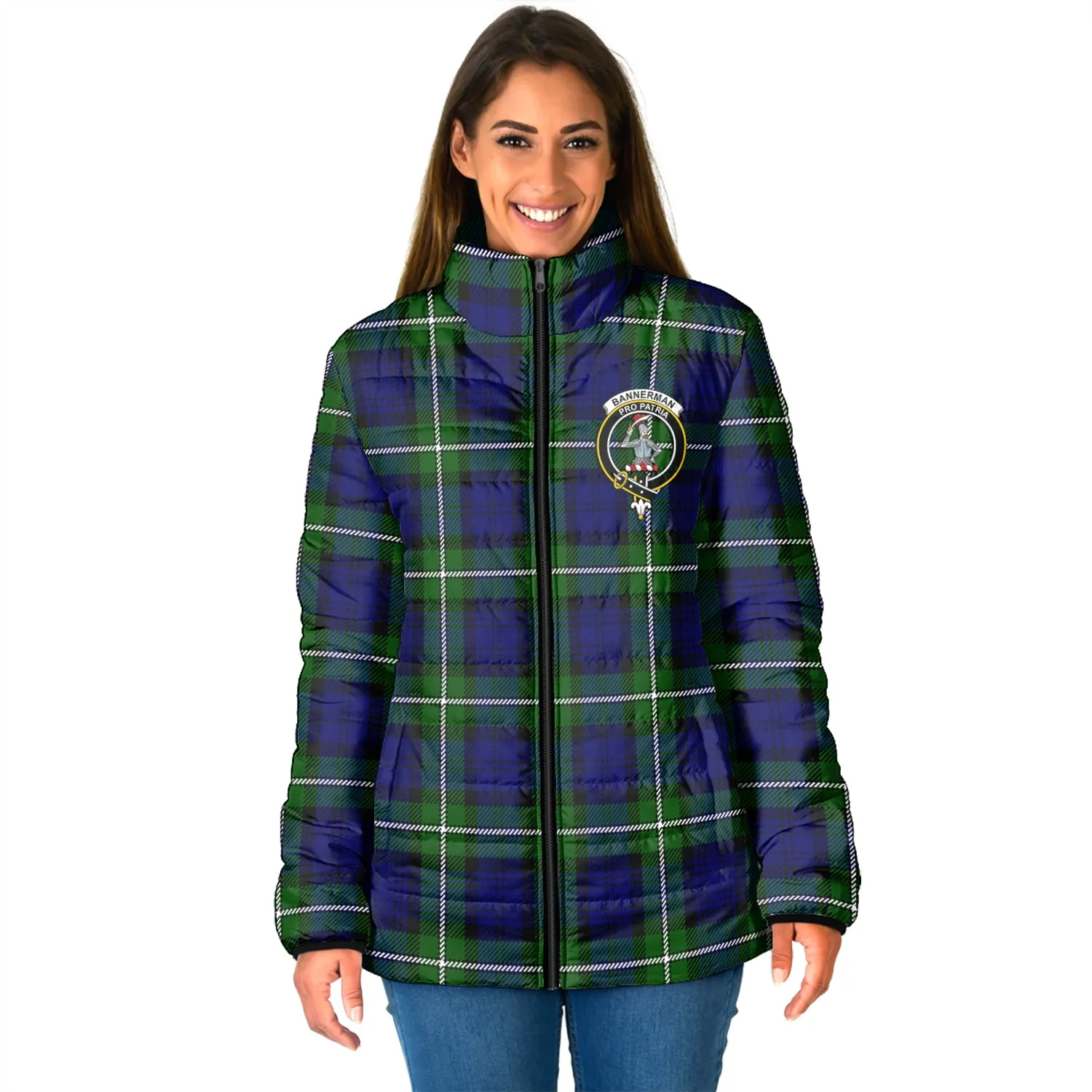 Bannerman Tartan Padded Jacket with Family Crest