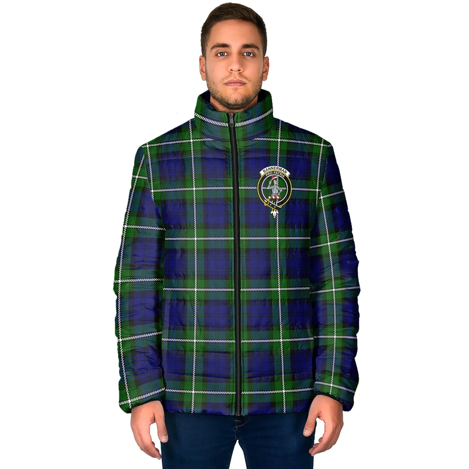 Bannerman Tartan Padded Jacket with Family Crest