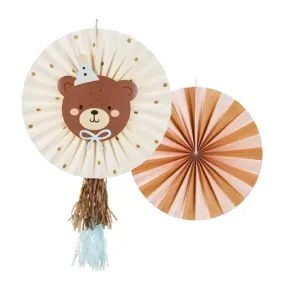 Bear Paper Fan Rosettes - Pack of 2