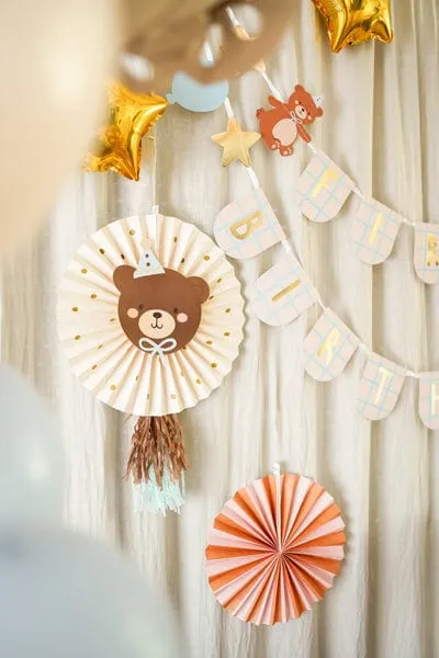 Bear Paper Fan Rosettes - Pack of 2