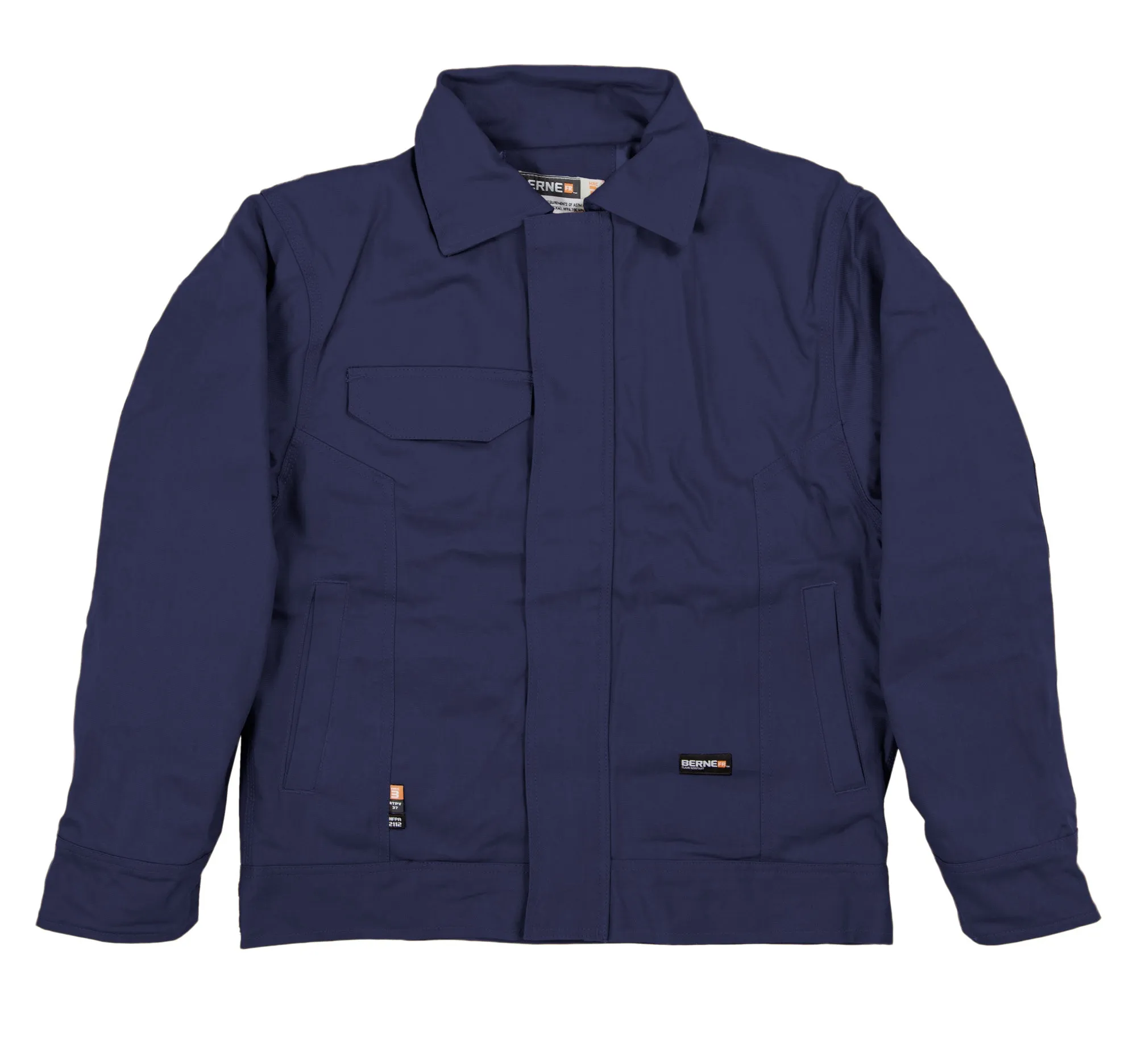 Berne Mens Navy Cotton Blend FR Bomber Jacket