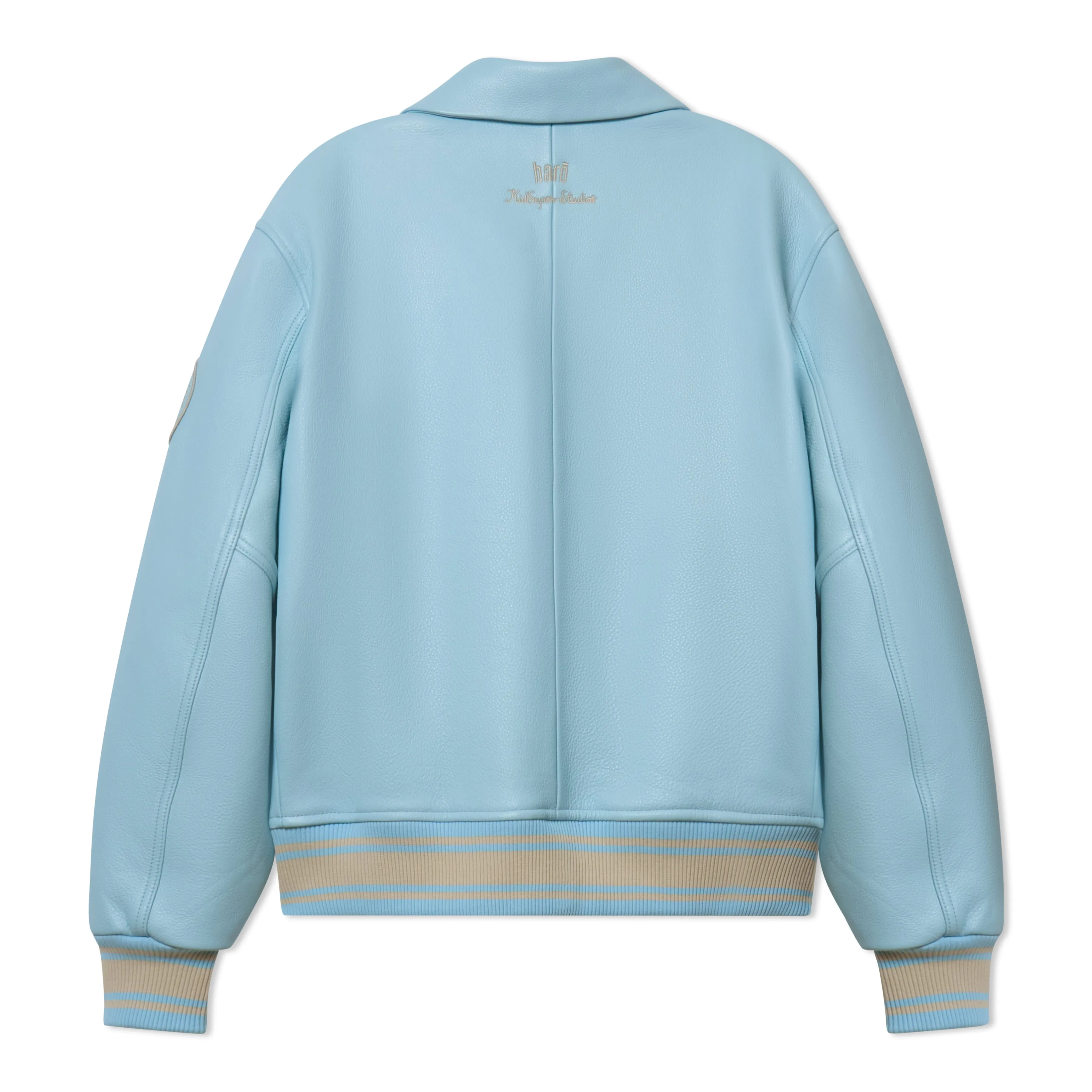 Bero X KidSuper Leather Varsity Jacket [BABY BLUE]