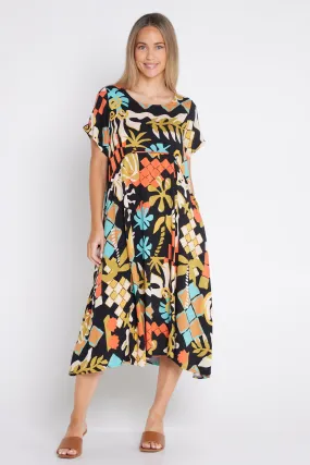 Bettani Dress - Black/Beach Floral