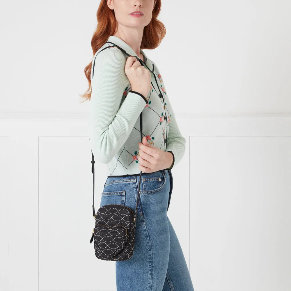 BLACK AND CHALK QUILTED DAVIS CROSSBODY BAG