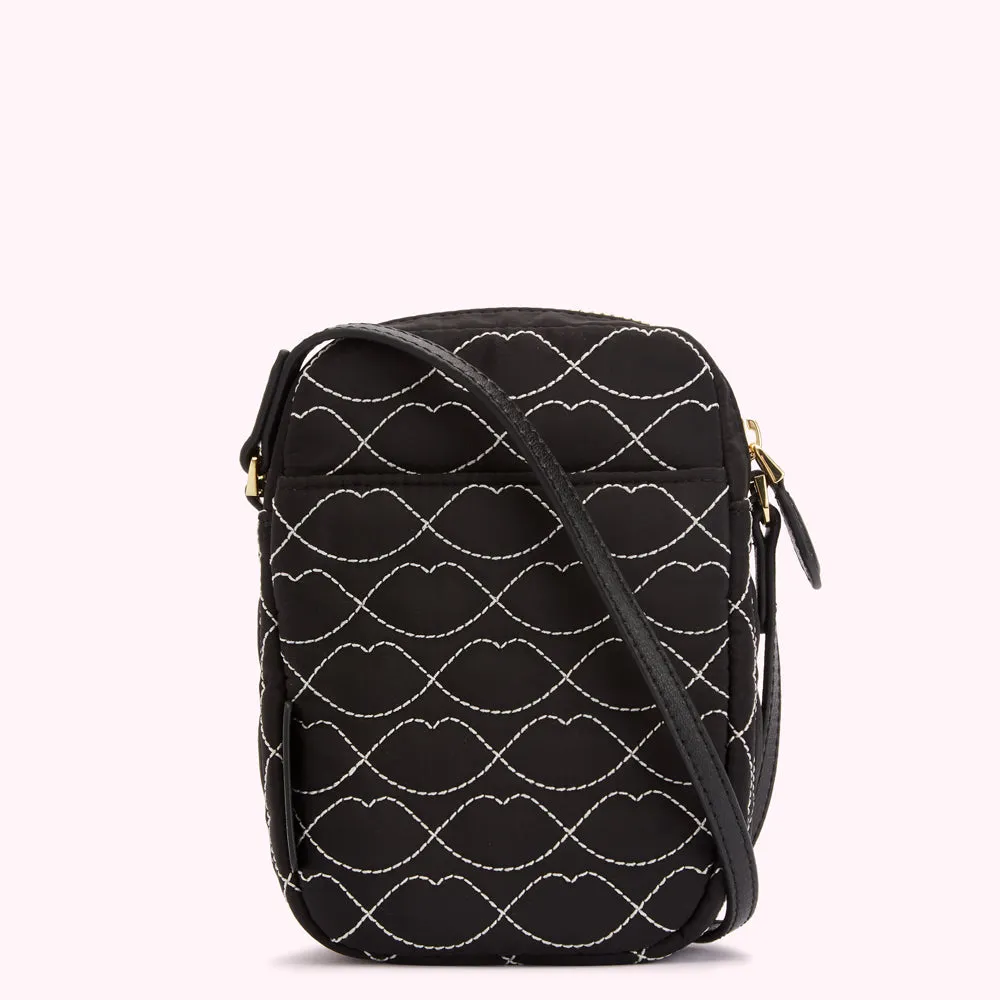 BLACK AND CHALK QUILTED DAVIS CROSSBODY BAG