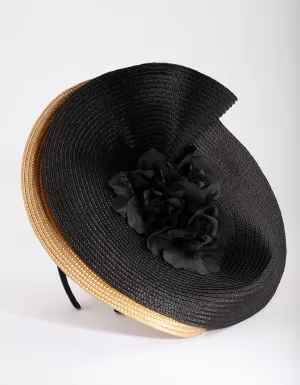 Black Floral Raffia Fascinator