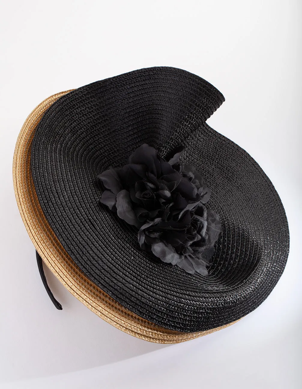 Black Floral Raffia Fascinator