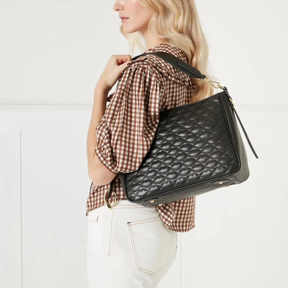 BLACK MEDIUM QUILTED LIP LEATHER CALLIE CROSSBODY BAG