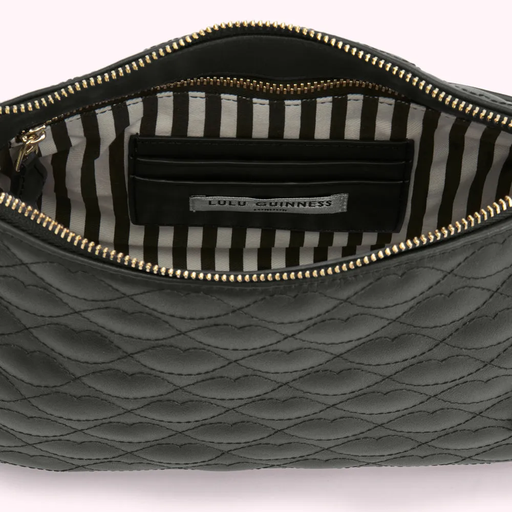 BLACK MEDIUM QUILTED LIP LEATHER CALLIE CROSSBODY BAG