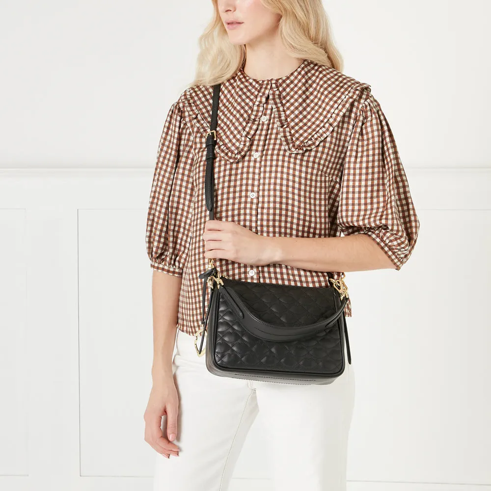 BLACK SMALL QUILTED LIP LEATHER CALLIE CROSSBODY BAG