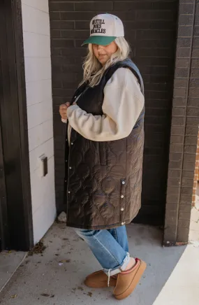 BOONE CURVY QUILTED LONG VEST