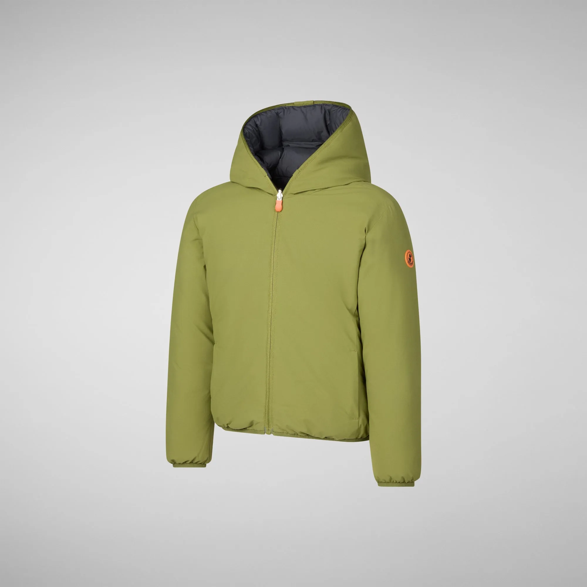 Boys' hooded reversible jacket Oliver in lizard green