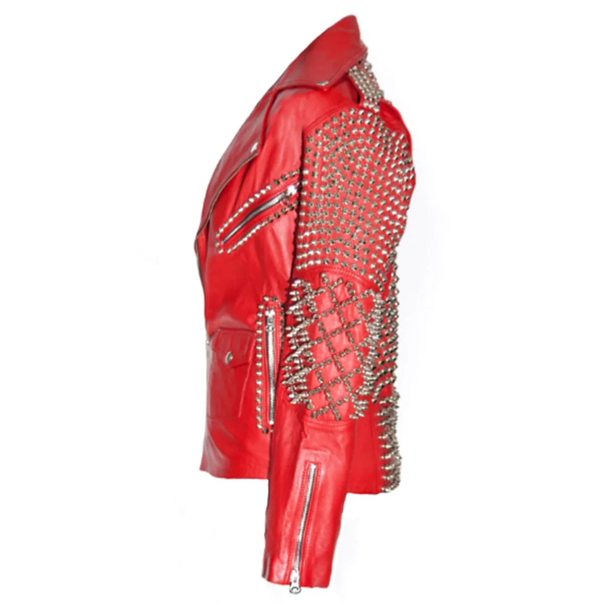 Brando Studded Leather Red Biker Jacket