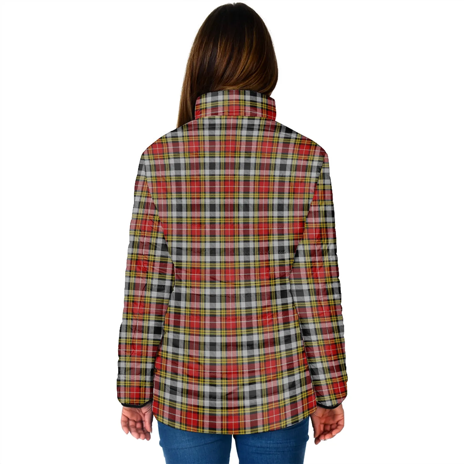 Buchanan Old Dress Tartan Padded Jacket with Family Crest