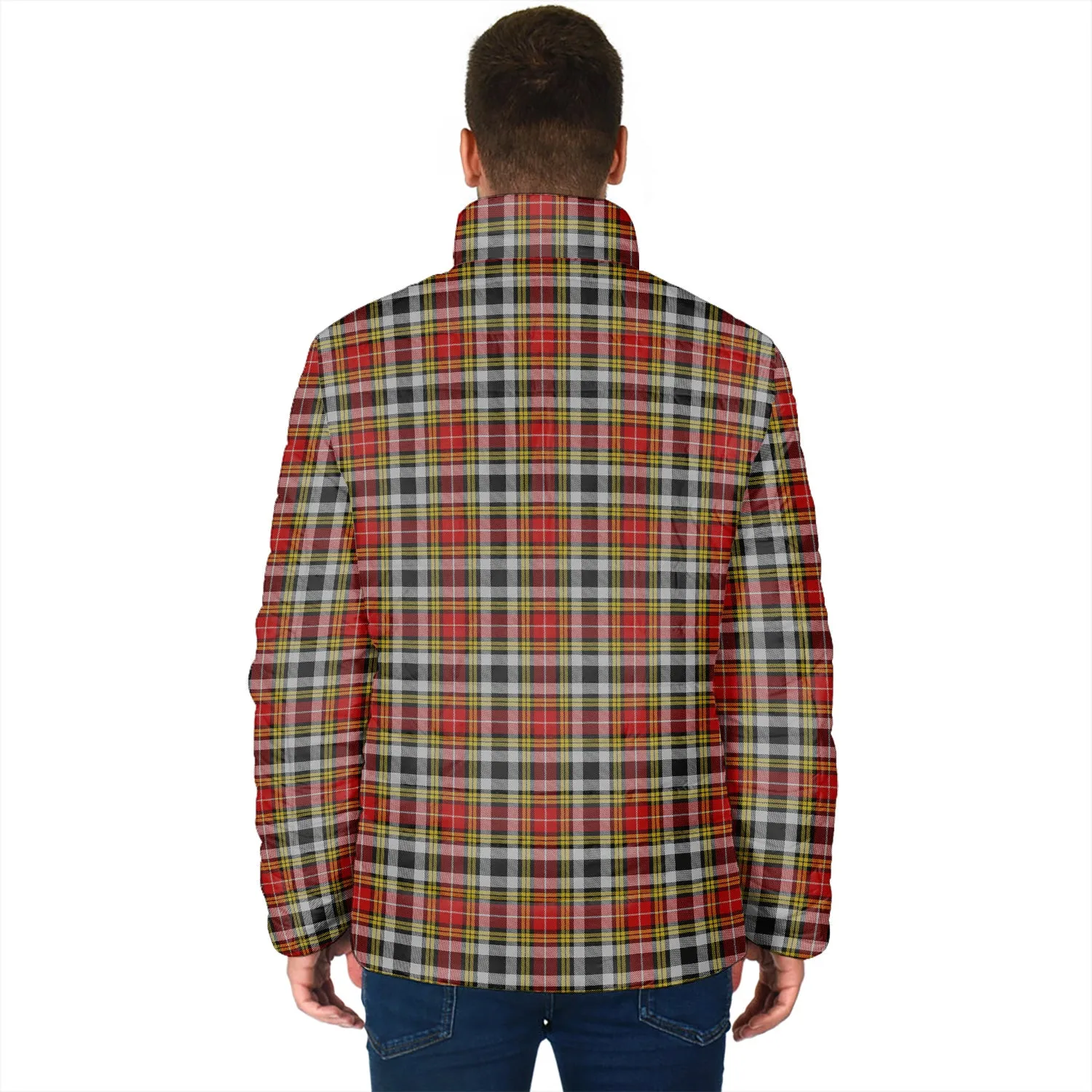 Buchanan Old Dress Tartan Padded Jacket with Family Crest