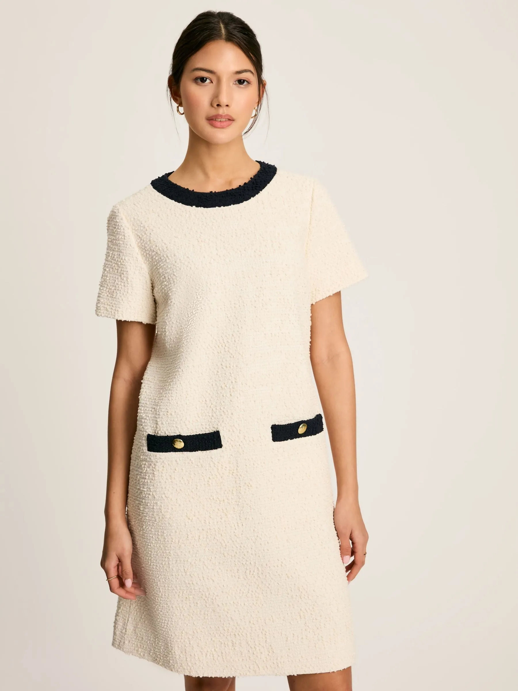 Celeste Cream Mini Boucle Dress