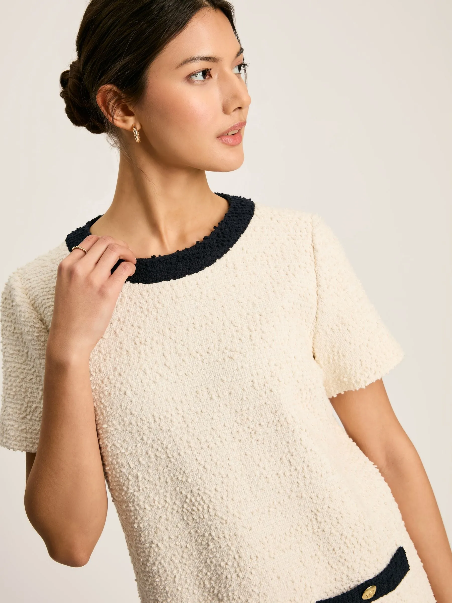 Celeste Cream Mini Boucle Dress