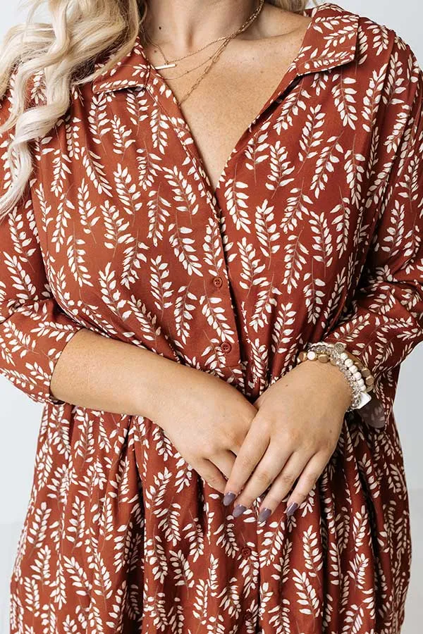 Cheery Mood Tunic Dress In Rust Curves