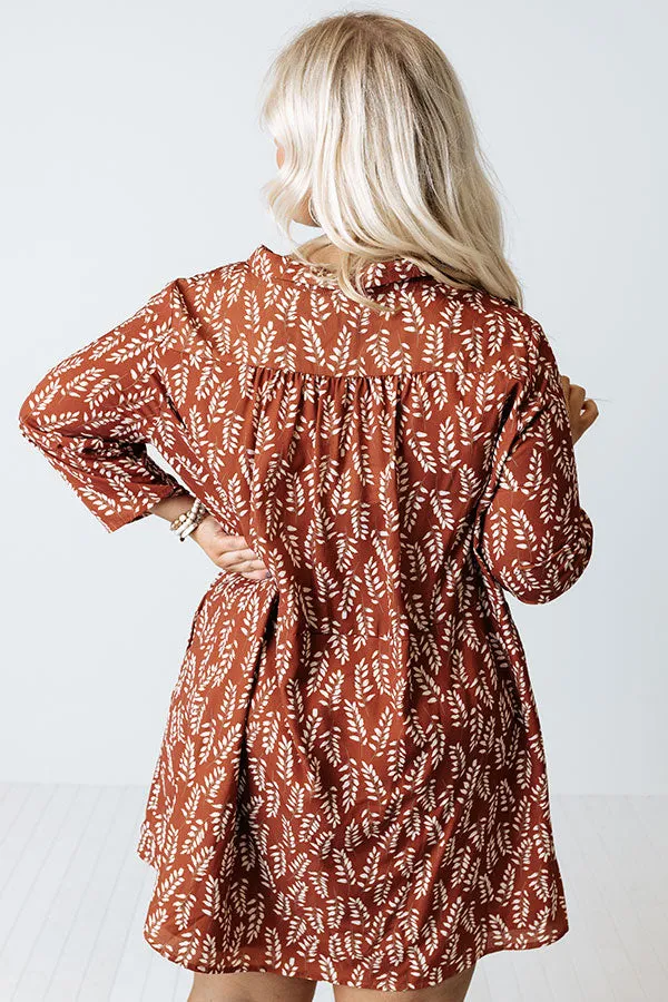 Cheery Mood Tunic Dress In Rust Curves