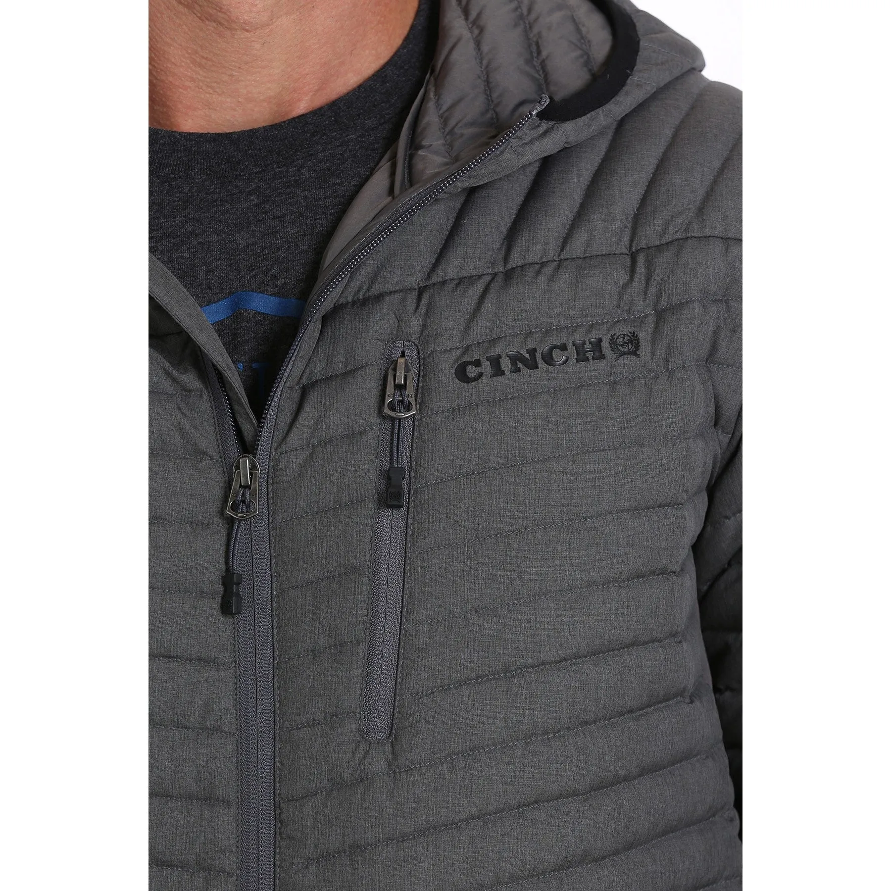 Cinch Men's Mid-Weight Heather Grey Down Hooded Jacket MWJ1507001