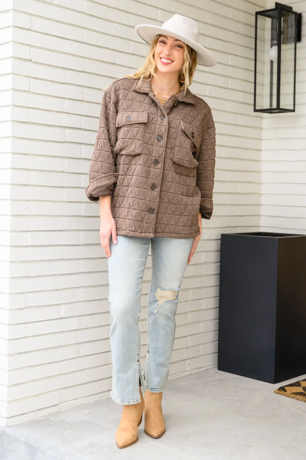 Coming Back Home Mocha Quilted Jacket