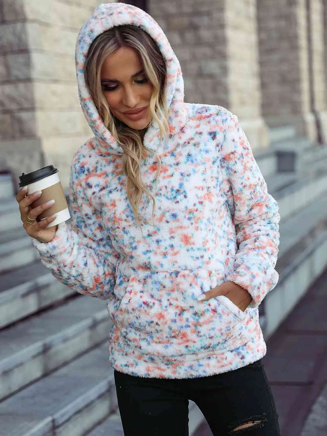 Confetti Teddy Hoodie with Pocket