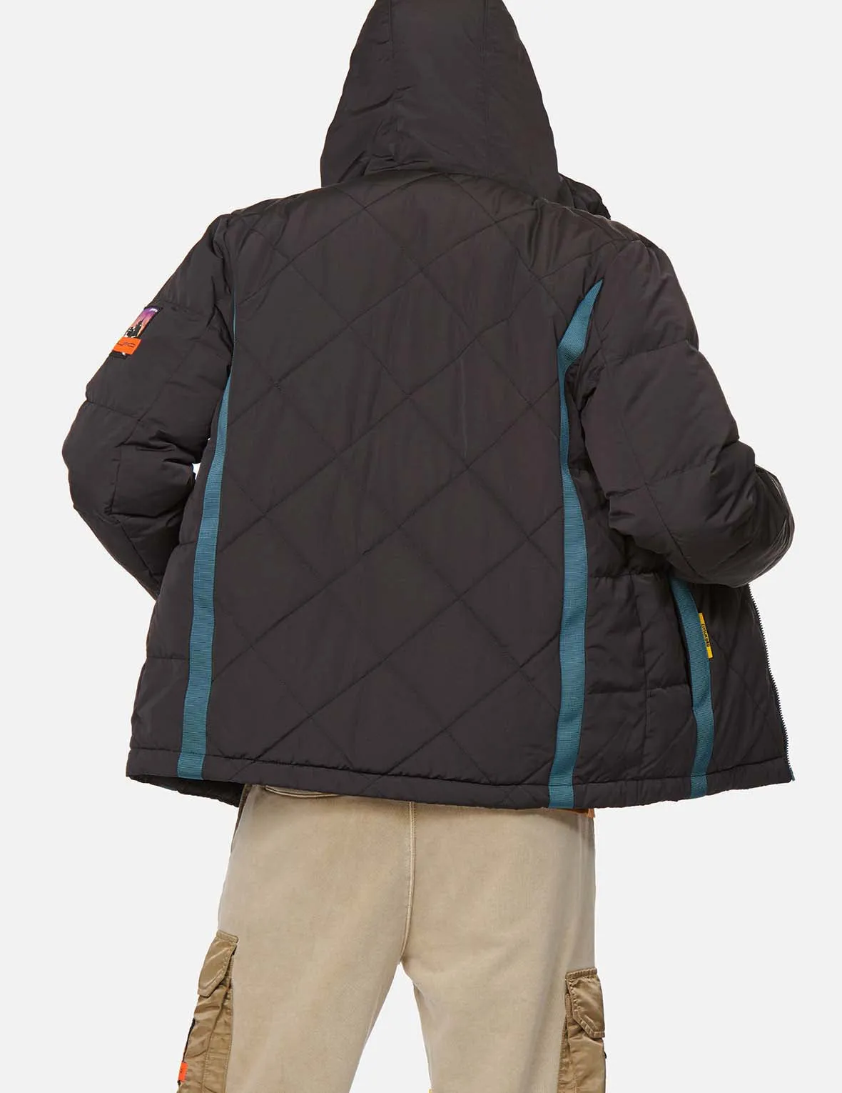 Contrast Webbing Strap Quilted Down Jacket