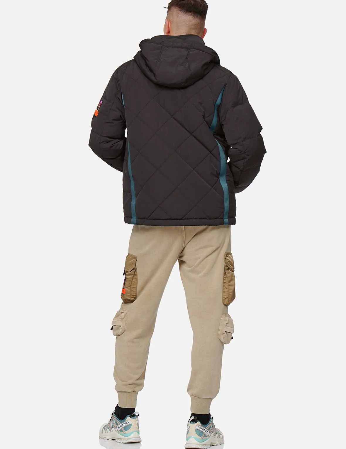 Contrast Webbing Strap Quilted Down Jacket