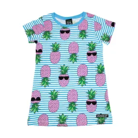 Cool Fruit Short Sleeve Dress - Aqua