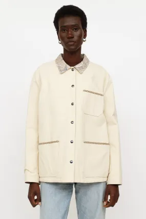 Cream Embroidered Reversible Jacket