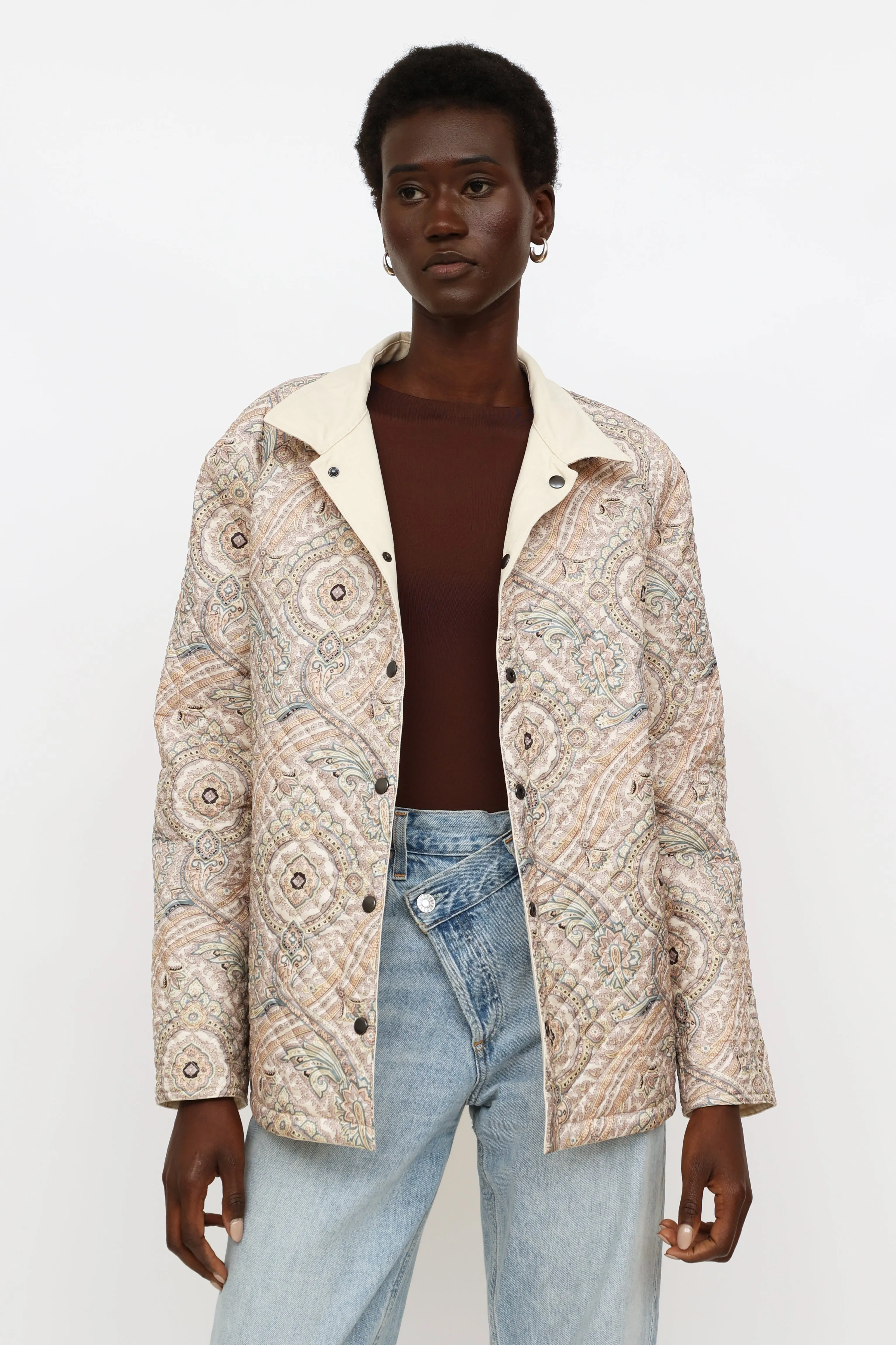 Cream Embroidered Reversible Jacket