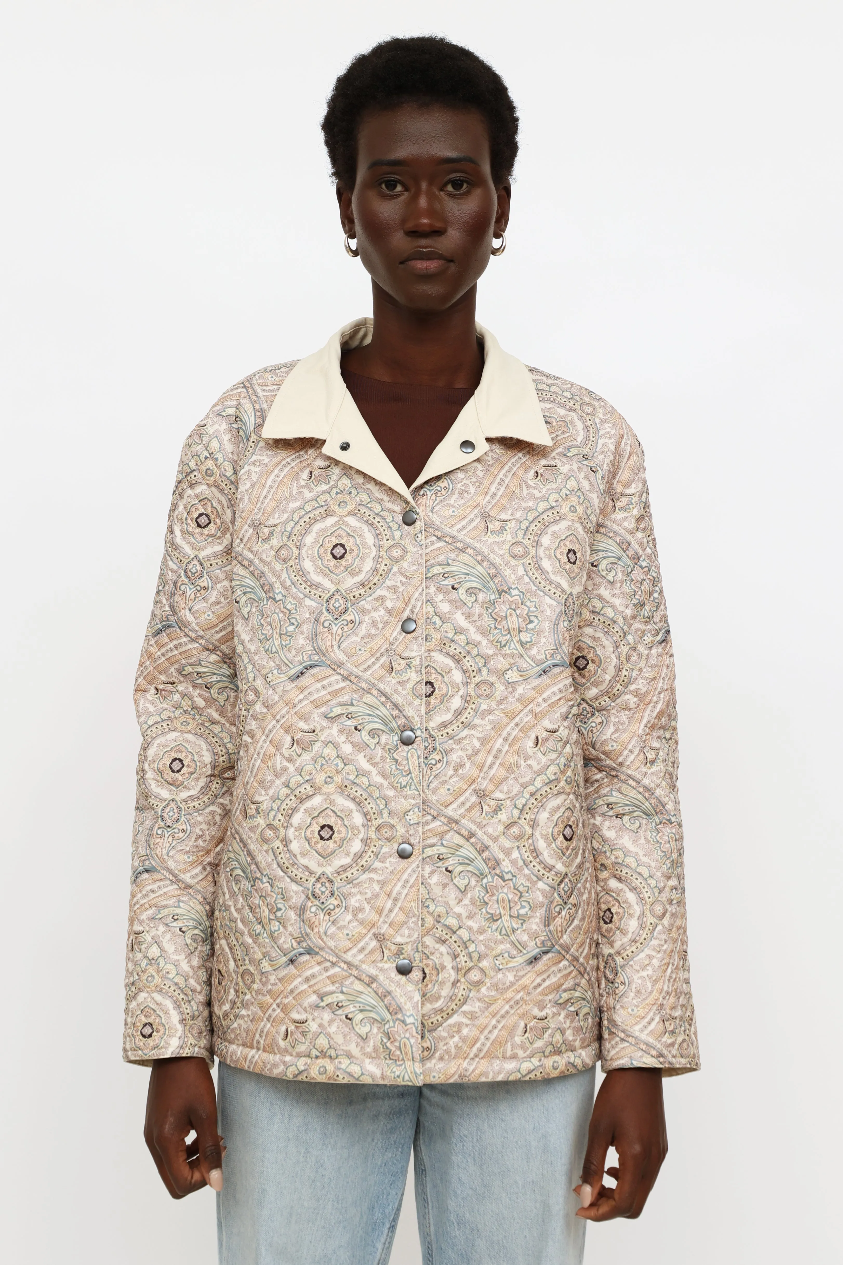 Cream Embroidered Reversible Jacket