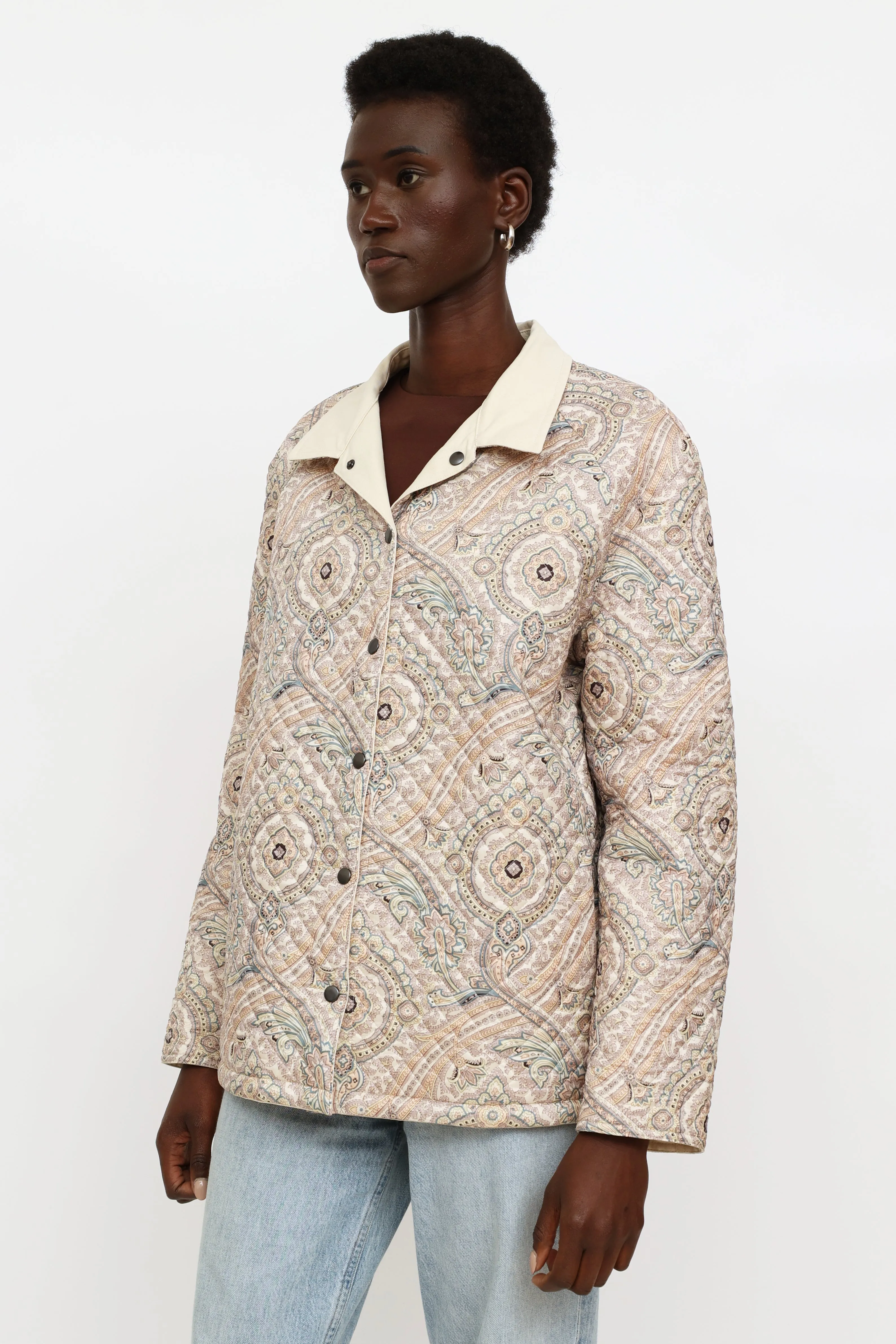 Cream Embroidered Reversible Jacket