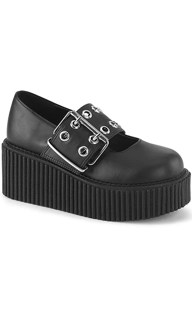 CREEPER-230 Black Vegan Mary Janes