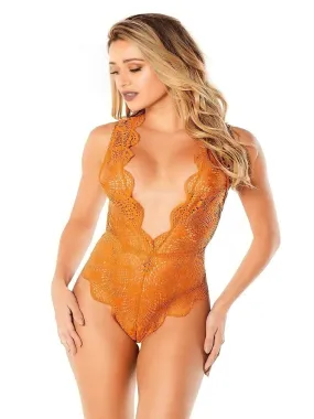 Crochet Lace Design Plunging Teddy