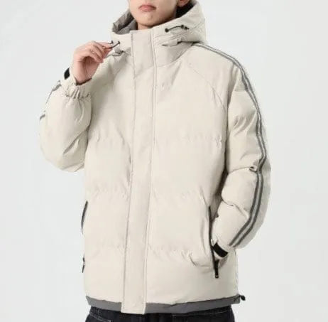 Customized Men's Winter Hooded Striped Warm Cotton Jacket-YG9789