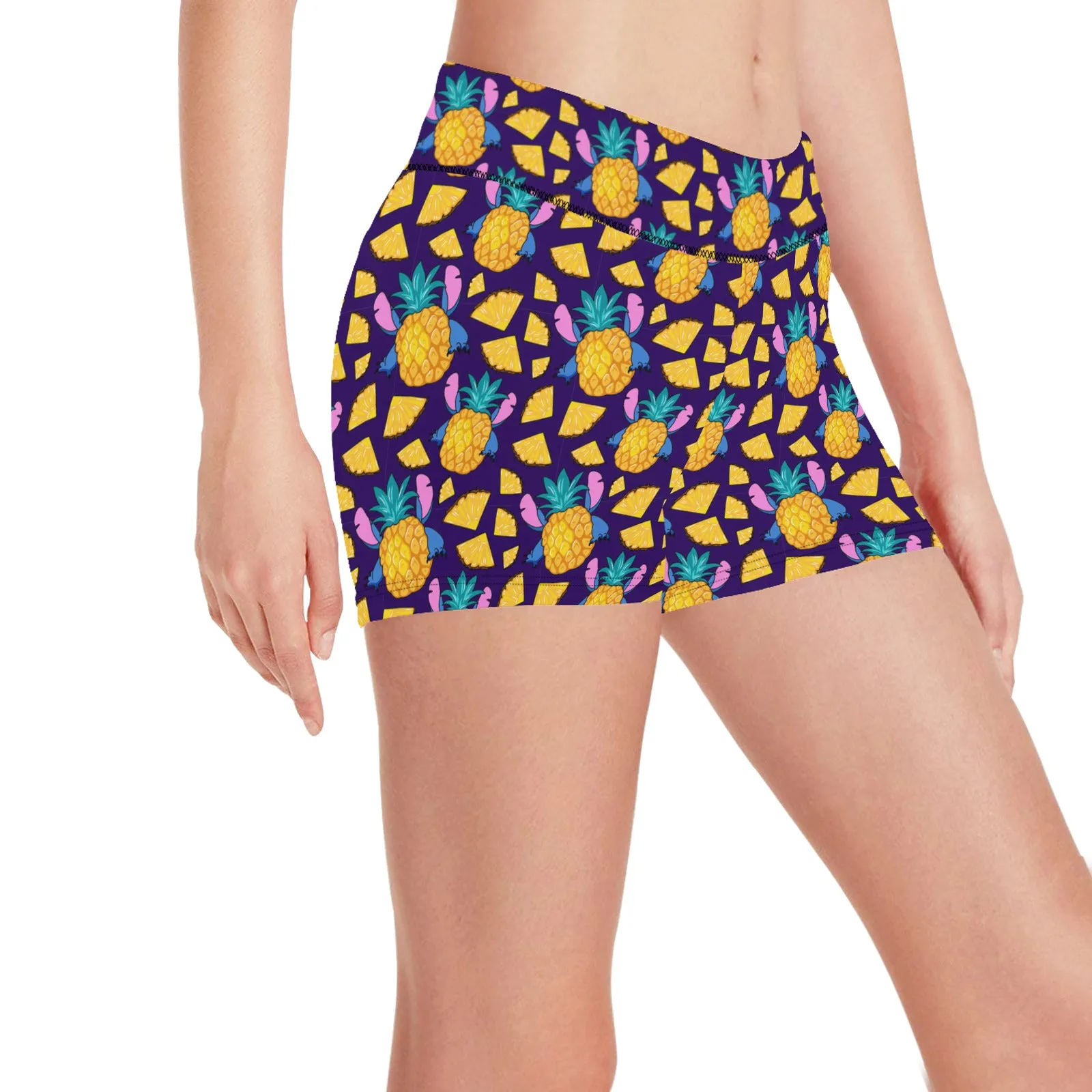 Disney Lilo And Stich Pineapple 626 Women's Short Leggings