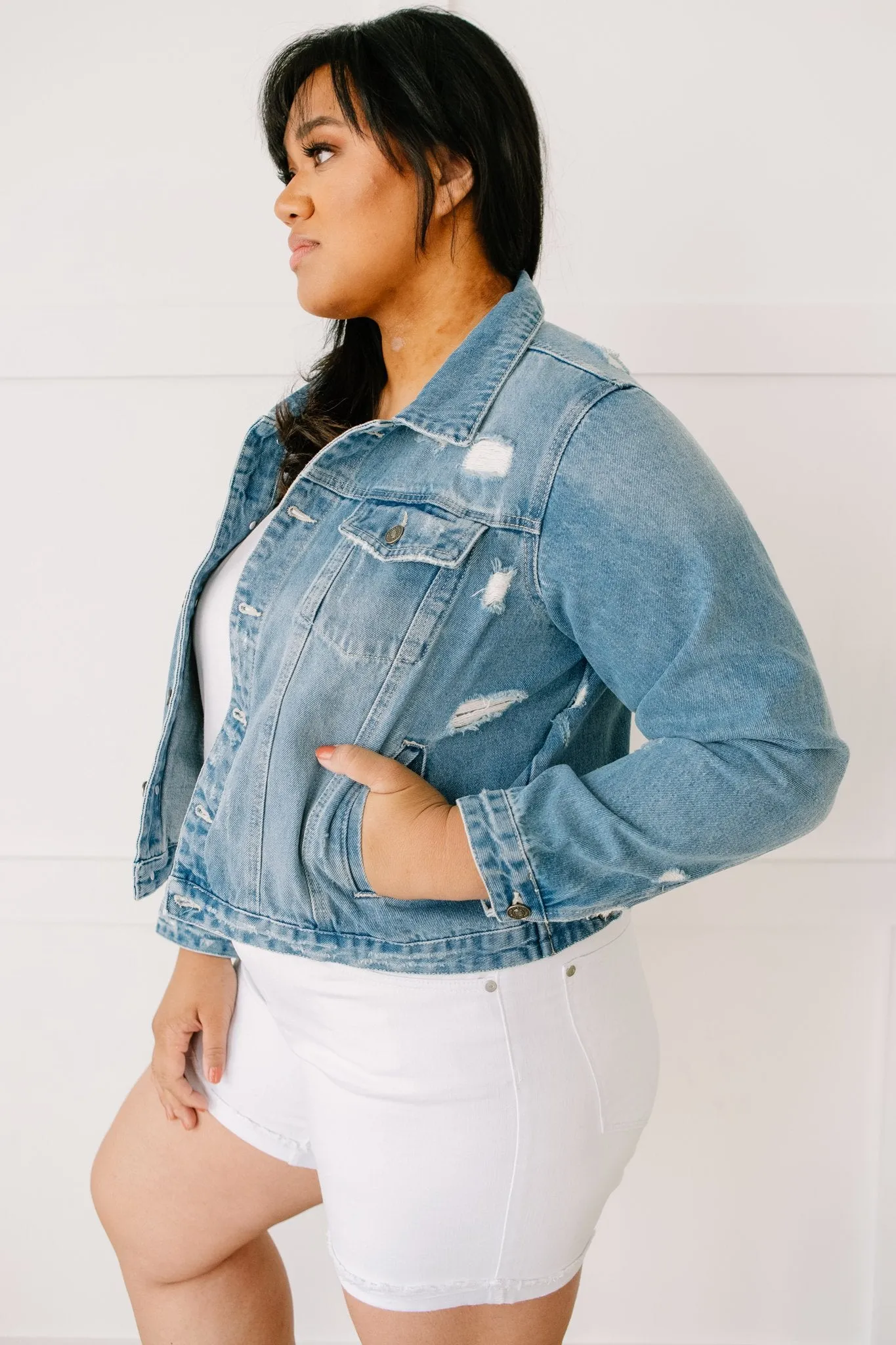 Distressed Vibes Denim Jacket