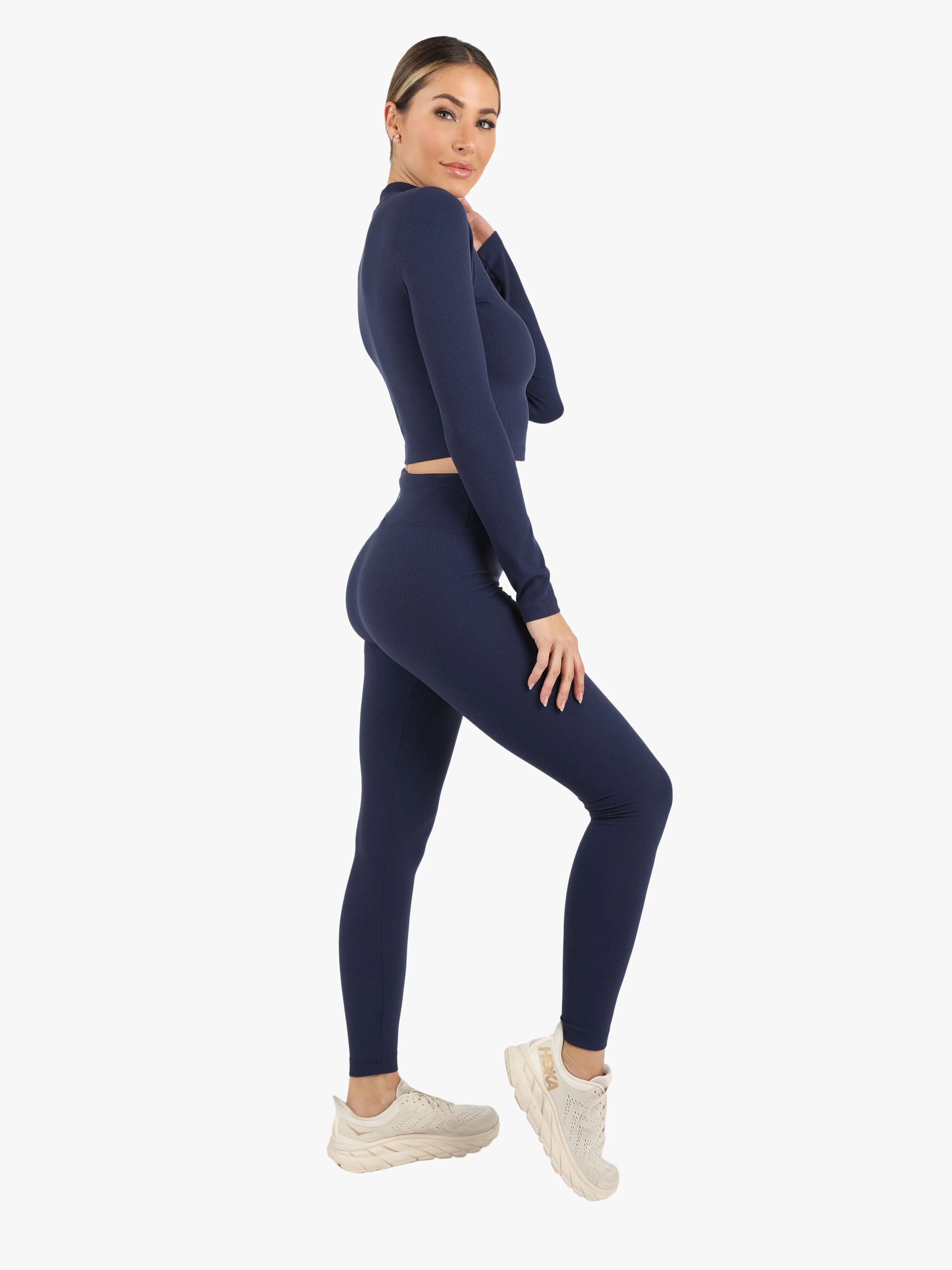 Drive H.Rise Rib Legging, Midnight Blue