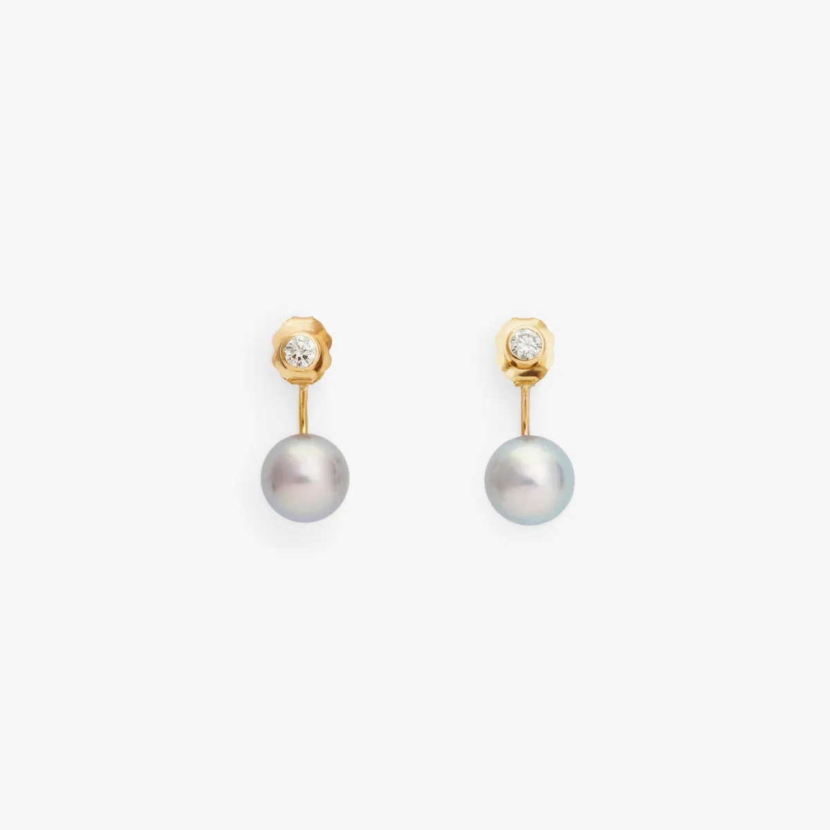 E7102PGW | Grey Pearl Diamond Darling Studs